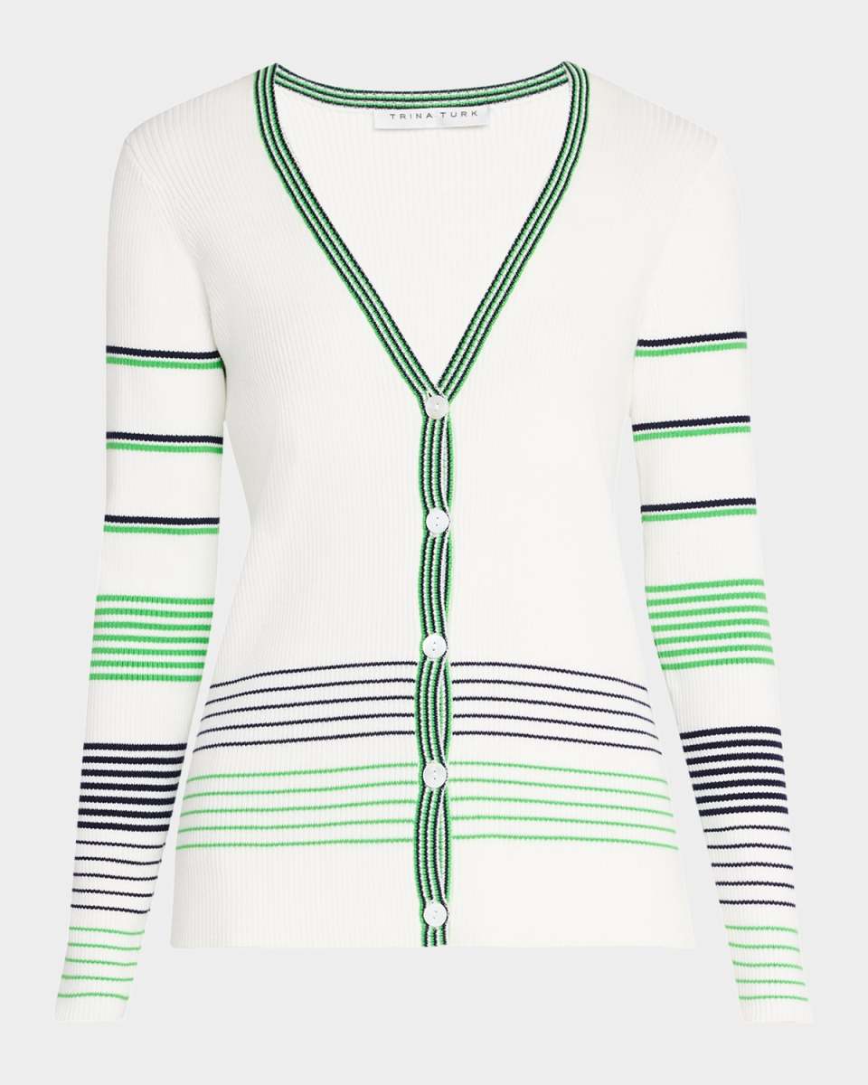 Leylah Striped Button-Front Cardigan